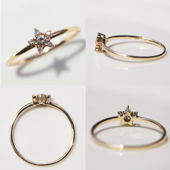 楽天市場】ダイヤモンド 0.08ct スターリング 星 スター 指輪 18金 18K 