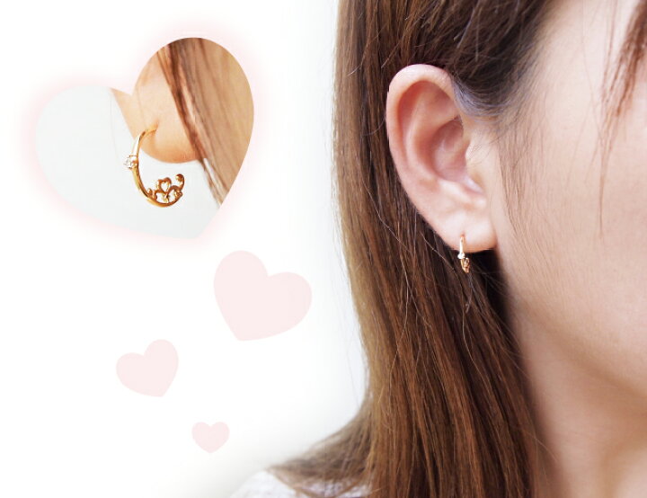 楽天市場】ダイヤモンド ハート フープ ピアス 0.04ct 18金 18K K18 10 