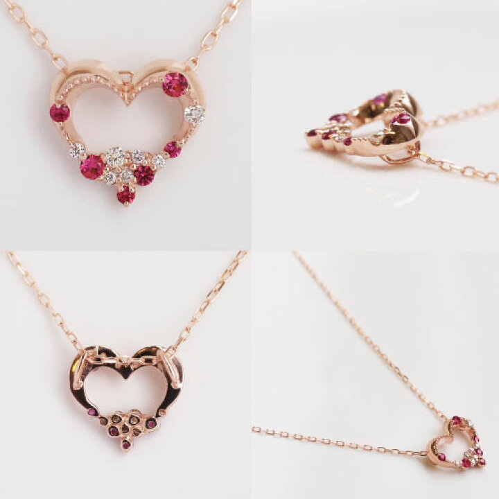 楽天市場】ルビー ダイヤモンド0.05ct ネックレス ハート リース K10 