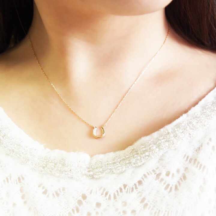 楽天市場】ダイヤモンド 0.01ct ホースシュー マット 馬蹄 ネックレス 