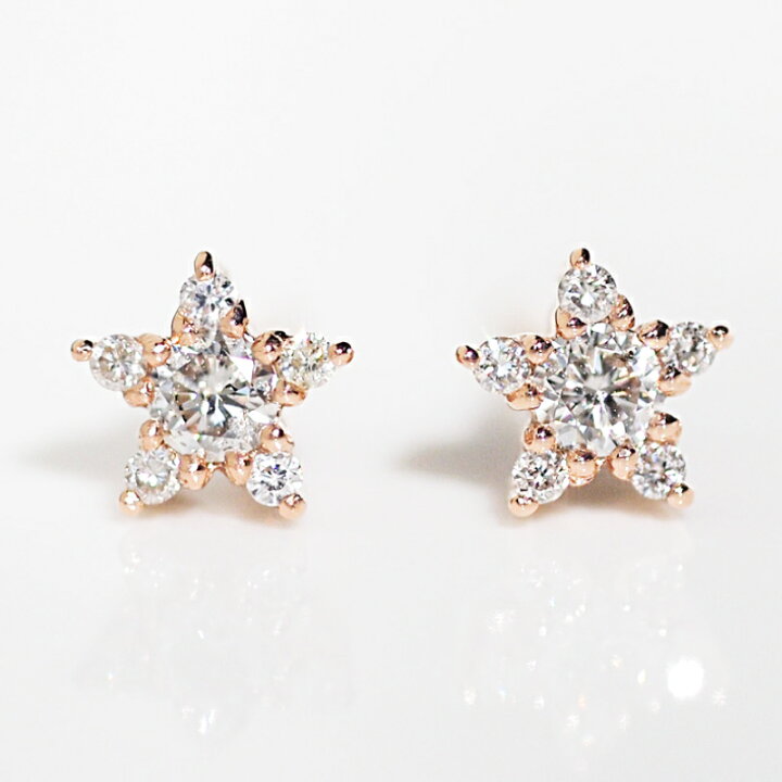 楽天市場】ダイヤモンド スター 星 ピアス スタッド 0.16ct 18金 18K 