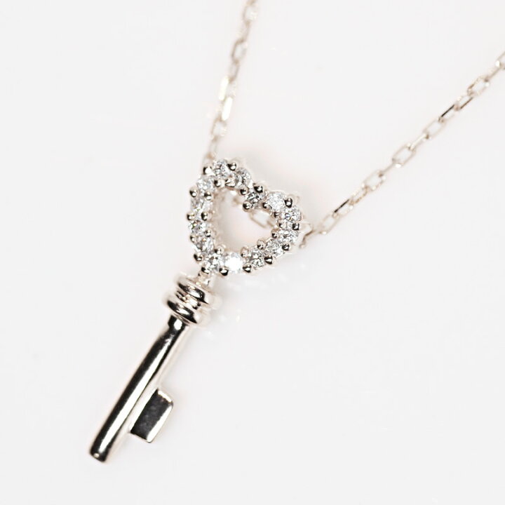 楽天市場】ダイヤモンド 0.07ct ネックレス ハート キー 鍵 18金 K18 
