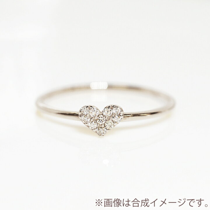 K18WG 既知 ハート パヴェ ダイヤモンド リング 0.25CT 