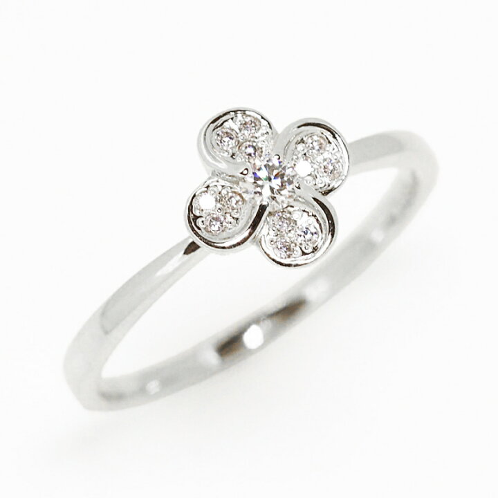 楽天市場】ダイヤモンド 0.10ct フラワー リング 指輪 18金 18K K18 10 