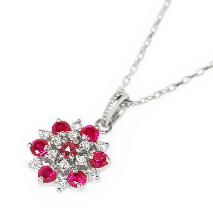 楽天市場】ルビー ダイヤモンド 0.07ct ネックレス K18 18金 18K K10 