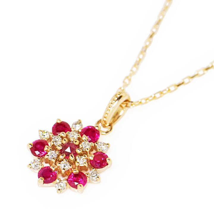 楽天市場】ルビー ダイヤモンド 0.07ct ネックレス K18 18金 18K K10 