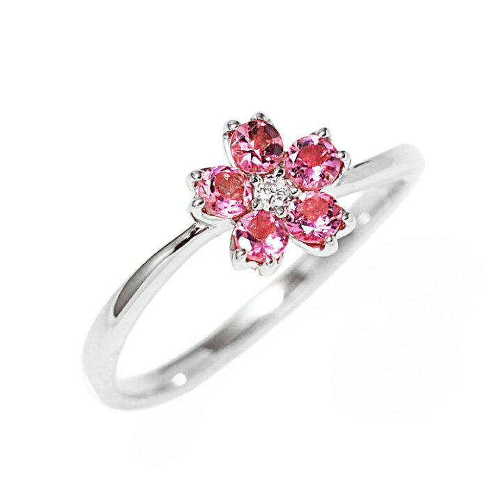 楽天市場】桜 リング ピンクトルマリン ダイヤモンド 0.02ct 指輪 K18 