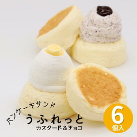 パンケーキサンド うふれっと 6個入 お中元 送料無料 お菓子のさかい カスタード・チョコレート 各3個 解凍しても ひんやりフワフワの パンケーキ ご褒美スイーツ や プレゼント に お取り寄せ スイーツ