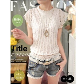 半袖 レース 透け感 花柄 tシャツ トップス カットソー 着やせ M ~ 3XL レディース