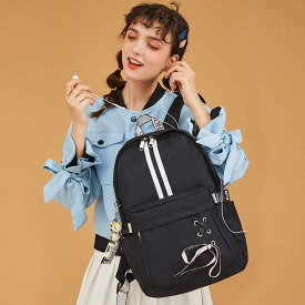 【50％OFF！スーパーSALE限定】リュック レディース リュックサック 女の子バックパック 大容量 多機能 カジュアル 通勤 通学 アウトドア USBケーブル イヤホン穴付 安全反射ライン DIYリボン・かわいい飾り付 背面隠しポケット