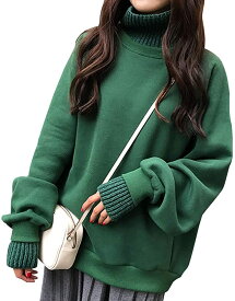 【50％OFF！スーパーSALE限定】トップス トレーナー スウェット ニット 長袖 ハイネック ボリューム レディース