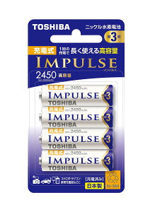 TOSHIBA(����) �j�b�P�����f�d�r �[�d��IMPULSE ���e�ʃ^�C�v �����{���� �P3�`�[�d�r 4�{ (min.2450mAh) TNH-3AH 4P