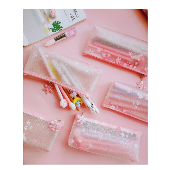 楽天市場】クリア桜ペンケース 全4種 筆箱 ペンケース おしゃれ 筆箱 小物入れ 文房具 レディース 男女兼用 シンプルタイプ かわいい きれい 透明 キラキラ キラリと輝くクリア : sweetステーショナリー