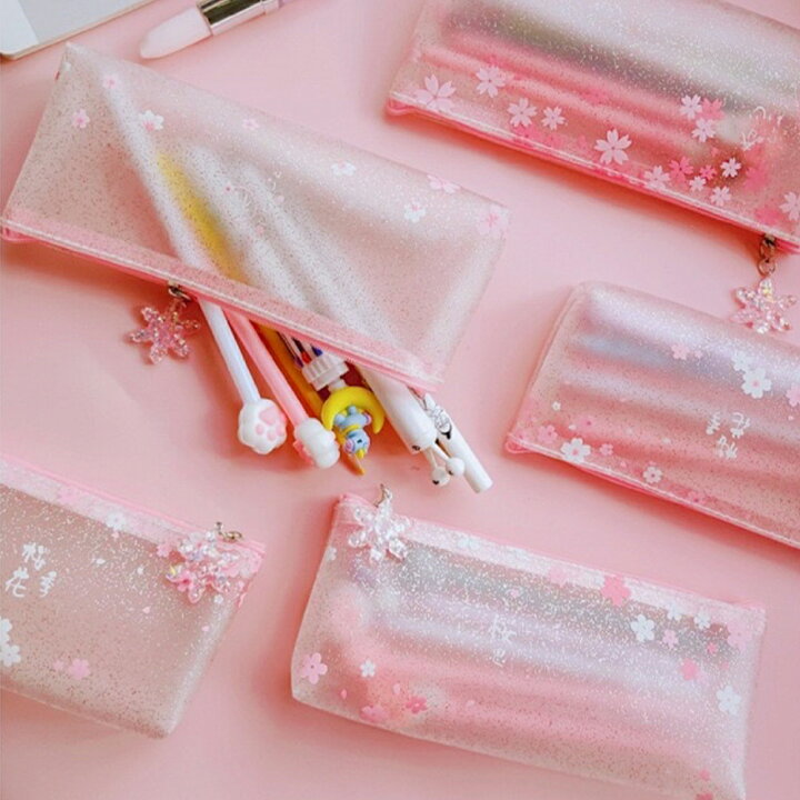 楽天市場】クリア桜ペンケース 全4種 筆箱 ペンケース おしゃれ 筆箱 小物入れ 文房具 レディース 男女兼用 シンプルタイプ かわいい きれい 透明 キラキラ キラリと輝くクリア : sweetステーショナリー