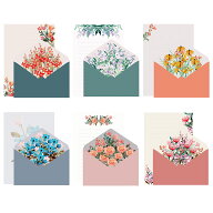レターセット 花 水彩画 6種類 イラスト 封筒 便箋 セット 花束 おしゃれ 手紙 レター シンプル メッセー…