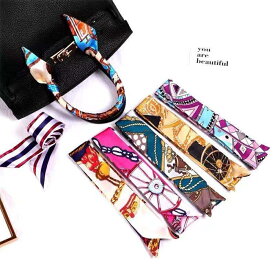 送料無料 スカーフ 20色 カバンに巻くスカーフ 100cm×4cm きれい色 バンダナスカーフ リボンスカーフ レディース
