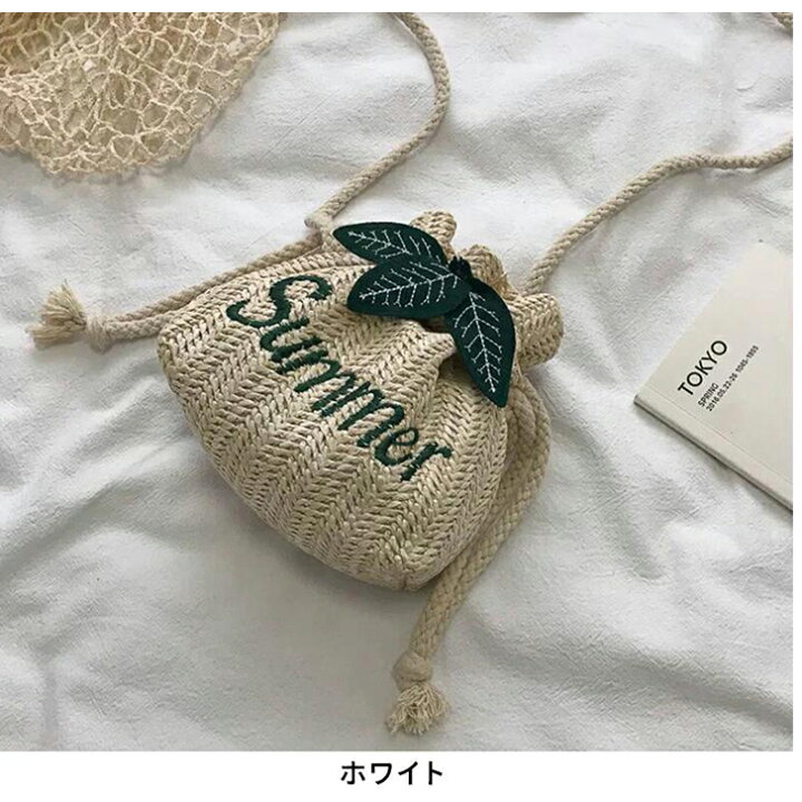 楽天市場】ショルダーバッグ 葉っぱ モチーフ 巾着 かごバッグ ポーチ 