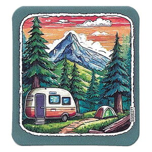 �X�e�b�J�[ OIL PAINTING OF CAMPER AND TENT IN NATURE SJT-ST-SS00277