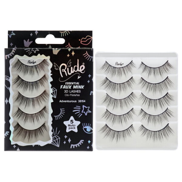 【正規品】【送料無料】 Essential Faux Mink 3D Lashes - Adventurous by Rude Cosmetics for Women - 5 Pair Eyelashes