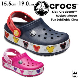 クロックス crocs クロックバンド ミッキー ファン ラブ ライツ キッズ 光る靴 サンダル 204994 男の子 女の子 410 Navy 6X0 Candy Pink ディズニー Disney 送料無料 evid m-sg