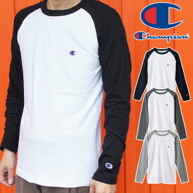 チャンピオン Champion メンズ C3-P402 ベーシックラグランロングスリーブTシャツ ティーシャツ カットソー 長袖 ロンティー ロンT クルーネック 丸首 トップス アメカジ ホワイト ブラック グレー ネイビー evid2 |3 メール便送料無料