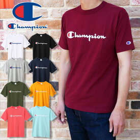 ＼ポイント7倍／チャンピオン Tシャツ Champion メンズ C3-P302 ベーシック ティーシャツ ロゴTシャツ ロゴ クルーネック 半袖 丸首 トップス カットソー アメカジ コットン 綿 evid o-sg メール便送料無料