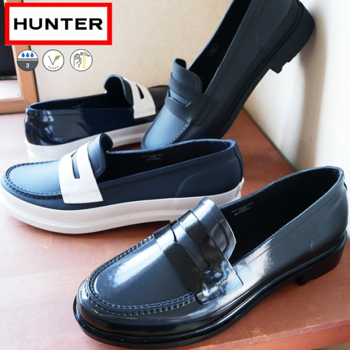 Hunter レディース オリジナルペニーローファー Uk5 ネイビー ハンター 25 Off