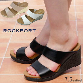 ロックポート ROCKPORT レディース ウエッジソールサンダル ブリア 2 スライド 本革 レザーサンダル CJ0871 ブラック CJ0969 ヌード CJ0970 ホワイト ミュールサンダル 7.5cmヒール ウエッジヒール 美脚 厚底 カジュアル 送料無料 あす楽 evid