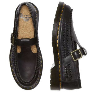 【返品交換送料無料】 ドクターマーチン メンズ ローファー Tストラップ エイドリアン T バー ウーブン レディース 黒 靴 カジュアルシューズ ブラック 31622001 最強翌日配送 evid