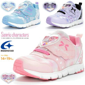 ＼ポイント7倍／サンリオ ムーンスター スニーカー キッズ 女の子 マイメロディ シナモロール クロミ ジュニア ベルクロ ローカット キッズシューズ マジックテープ 抗菌 防臭 SA C038 ピンク サックス パープル 子供靴 送料無料 最強翌日配送 evid