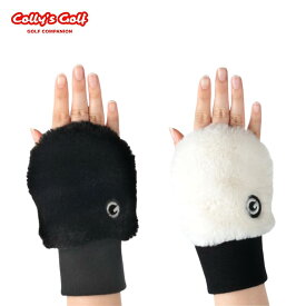 ハンドウォーマー 右手 冬 ハンドウォーマー ゴルフ 手の甲 手袋 グローブ カバー 冬用 メンズ レディース 防寒 ゴルフ用品 ホワイト ブラック 上質ラッセル生地 ソフトベロア インナー付き フリーサイズ (Colly's Golf ユニセックス 右手)