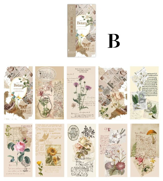 Shadowfragments K73 英字 植物 素材 ヴィンテージ 素材紙 花 便箋 デザインペーパー 蝶 60枚入 レトロ Shadowfragments K73 英字 植物 素材 ヴィンテージ 素材紙 花 便箋 デザインペーパー 蝶 60枚入 レトロ