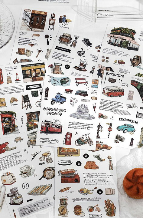 楽天市場 Sketchtravelsticker S6 2シート入 シール ステッカー シート おしゃれ イラスト 手描き カフェ ショッピング パン屋 パン 車 バイク レトロ お出かけ スケジュール 韓国 手帳 デコ コラージュ スマホ アレンジ ジャーナル Diy Pales Chop