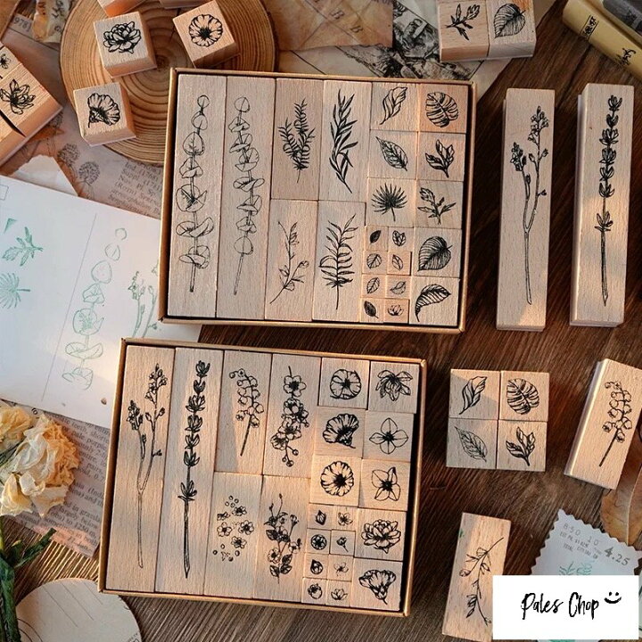 楽天市場】ボタニカルスタンプセット(hk11) ハンコ 22個セット 