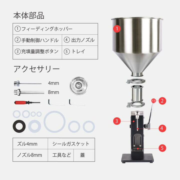 楽天市場】手動液体充填機 5-60ml ペースト充填機 定量小型充填機 卓上 
