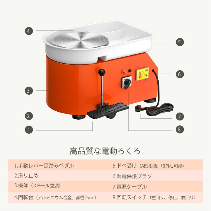 楽天市場】Kurflo 電動ろくろ 陶芸ホイールマシン 250w 陶芸機 回転台 