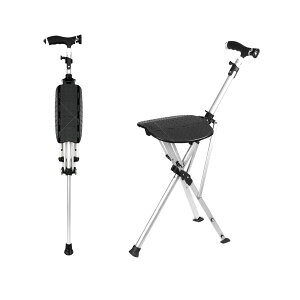 【新発売】ステッキチェア 折りたたみ式 杖椅子 耐荷重100kg 軽量1.1kg ワンタッチ展開 高齢者 歩行補助 登山 散歩 LEDライト付き 滑り止め底 介護 敬老の日 プレゼント