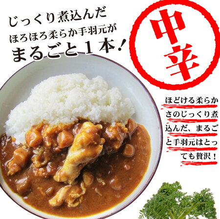 【送料無料・メール便】丸ごと1本・手羽元カレー中辛(1食・200g)【かれー/鶏/鳥/とり/メール便/惣菜/レトルト/お手軽/野菜/】
