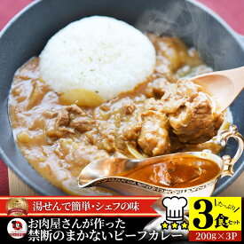 カレー ビーフカレー 200g×3食セット お肉屋さんが作った禁断のまかないビーフカレー 肉 牛肉 ギフト 食品 お祝い 牛スジ アキレス デミグラス 温めるだけ レンジ 冷凍 惣菜 プレゼント 送料無料 祝い 記念 通販 グルメ 誕生日