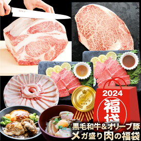 2024 肉の福袋 ゴールド メガ盛り A4,A5等級 黒毛和牛入り 総重量1.48kg( 6種 食べ比べ )完全赤字の肉袋！人気のお肉ばかりの豪華セット 福袋 牛肉 焼肉セット 焼肉 ランキング1位 黒毛和牛 ステーキ カルビ ハンバーグ 送料無料