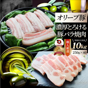 肉 オリーブ豚 バラ 焼肉用 10kg(250g×40) 贅沢 お歳暮 クリスマス食べ物 食品 ギフト プレゼント 女性 男性 人気 お祝い ブランド ギフト プレゼント 冷凍 送料無料