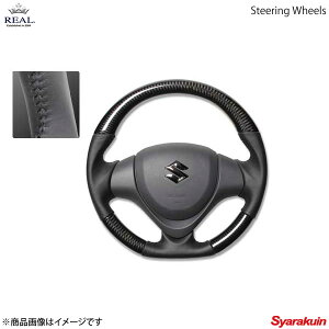 REAL レアル ステアリング SUZUKI/スズキ ジムニー JB23W 10型〜 オリジナルシリーズ ガングリップ ブラックカーボン ブラックステッチ