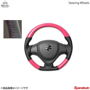 REAL レアル ステアリング SUZUKI/スズキ ジムニー JB23W 10型〜 オリジナルシリーズ ガングリップ キャンディピンク ピンクステッチ