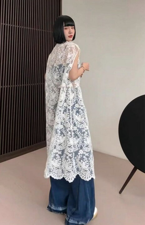 楽天市場】総レースベスト ロング丈 刺繍 上品 レディース 夏 vネック 