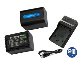 【あす楽対応 全国送料無料】SONY ソニー　NP-FH70 互換 バッテリー2個 + USB充電器 セット
