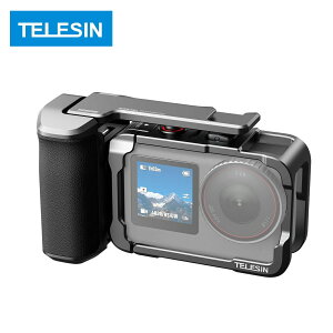 TELESIN DJI Osmo Action 6 �p �O���b�v�L�b�g �A���~�����P�[�W�L�b�g �X�g���[�g�B�e�p �c���B�e �ی�t���[�� �ڑ��\ �O�r ���B��_ ������C�g �}�C�N�Ȃ� 1/4�C���`�l�W���E�R�[���h�V���[�E