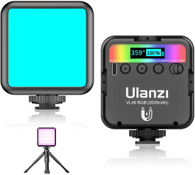 【あす楽対応】Ulanzi VL49 RGB撮影ライト LEDビデオライト 撮影ライト 小型 マグネット式 色温度2500K-9000K USB-C充電式 自撮り 商品撮影 iphone Gopro Osmo Pocket Samsung Nikon Canon Sony アクションカメラに適用