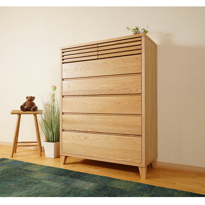 楽天市場】大川家具 チェスト 完成品 90cm 6段 収納チェスト 木製 
