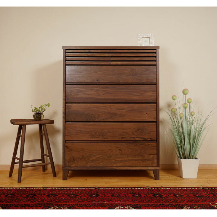 楽天市場】大川家具 チェスト 完成品 90cm 6段 収納チェスト 木製 