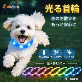 光る首輪 わずか19g! 超軽量 首輪 光る カットOK USB充電式 ペット用 シリコン 犬 猫 LED首輪 発光首輪 小型犬 高輝度 ソフト 柔らかい 夜 散歩 安全 事故防止 安全グッズ かわいい 繰り返し 綺麗 犬 散歩 ドッググッズ